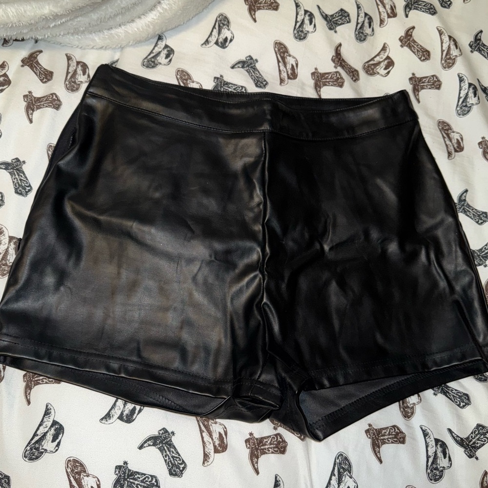 Black Faux Leather Shorts